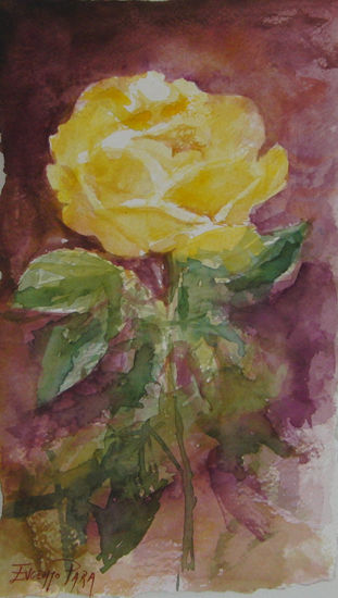 rosa abierta Acuarela Papel Floral