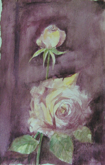 dos rosas Acuarela Papel Floral