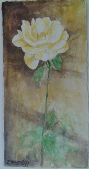 rosa amarilla Acuarela Papel Floral