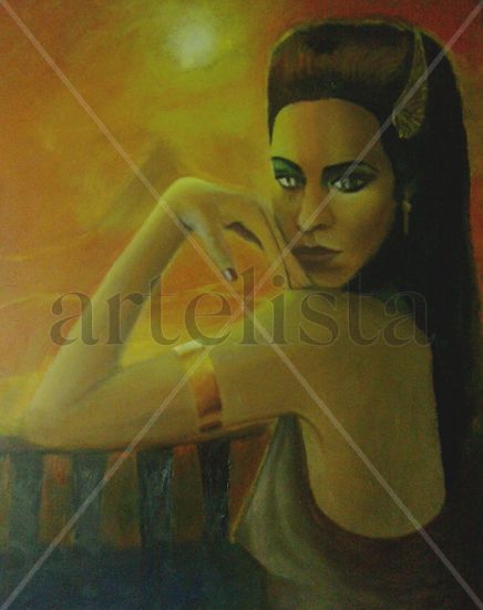 LA PRINCESA DEL DESIERTO Oil Panel Figure Painting