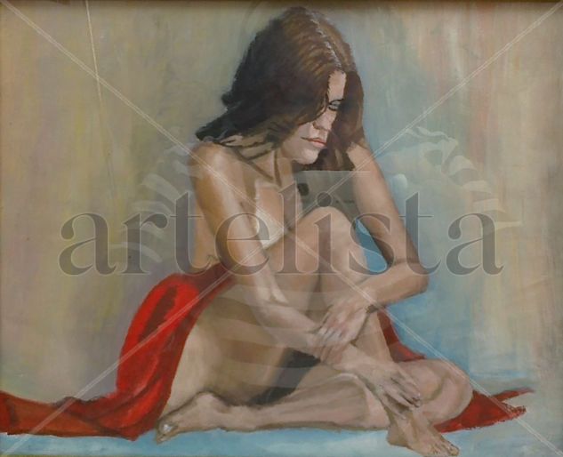 MOMENTO DE REFLECION Oil Paper Figure Painting