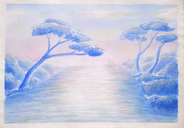 Acuarela Azul. Interpretación. Watercolour Paper Landscaping