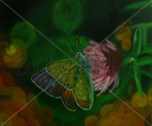 una mariposa hermosa Oil Panel Floral Painting