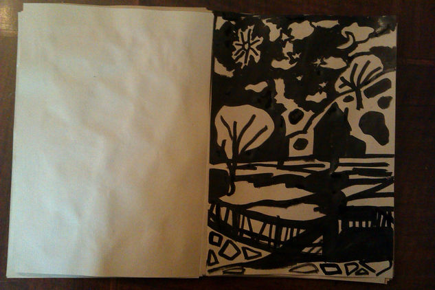 casa en piedras blancas Tinta Papel Paisaje