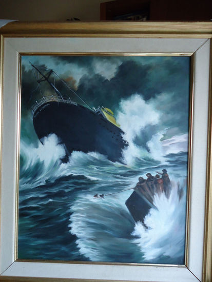 EL NAUFRAGIO Oil Canvas Marine Painting