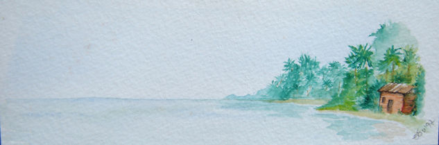 En la playa Watercolour Card Landscaping