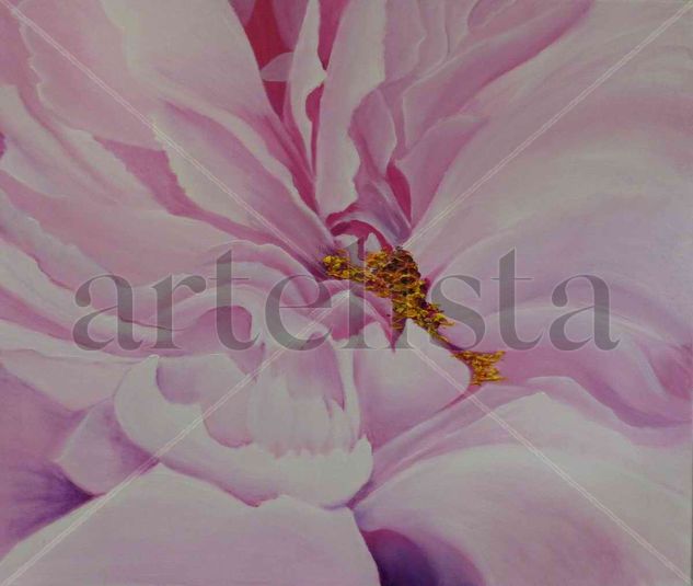 Peonía completamente abierta a merced del viento Oil Canvas Floral Painting