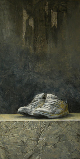 Zapatillas Mixed media Panel Still Life Paintings