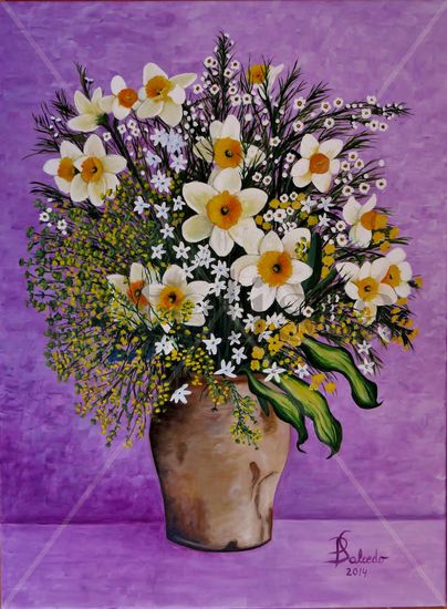 Jarrón con Flores Oil Canvas Floral Painting