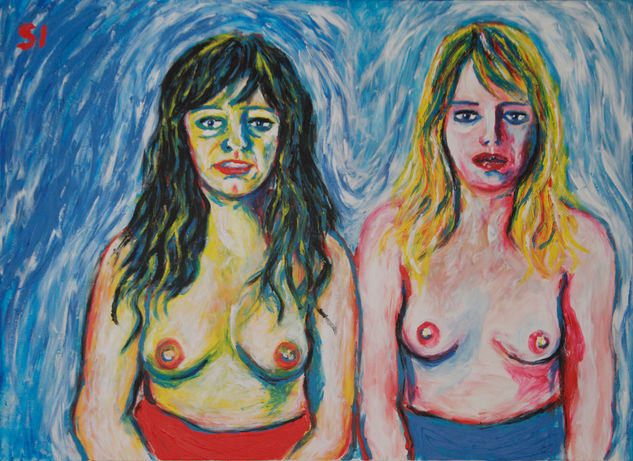 Morena y rubia Acrílico Lienzo Retrato