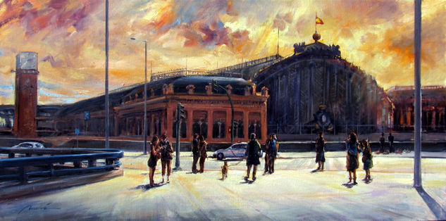 Atocha a contraluz. Oil Canvas Landscaping