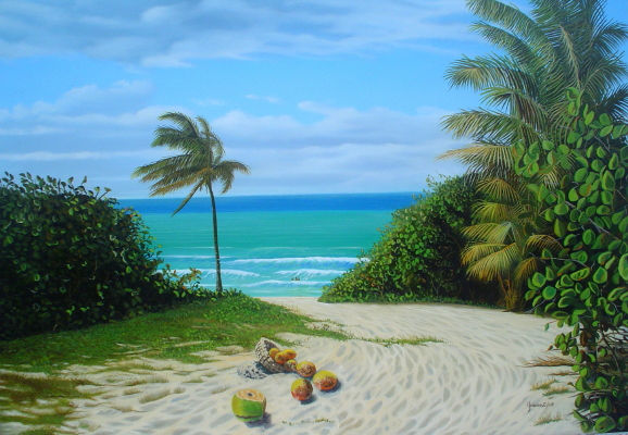 Día de playa Oil Canvas Marine Painting