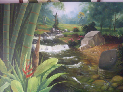 Riachuelo con guaduas