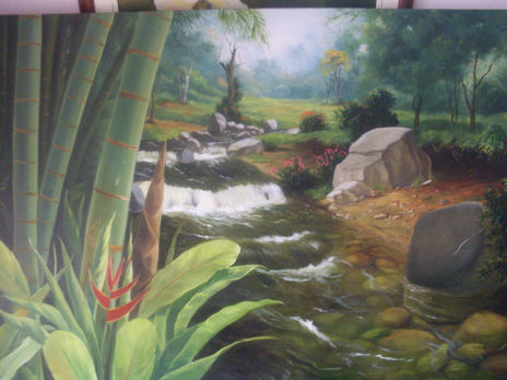 Riachuelo con guaduas