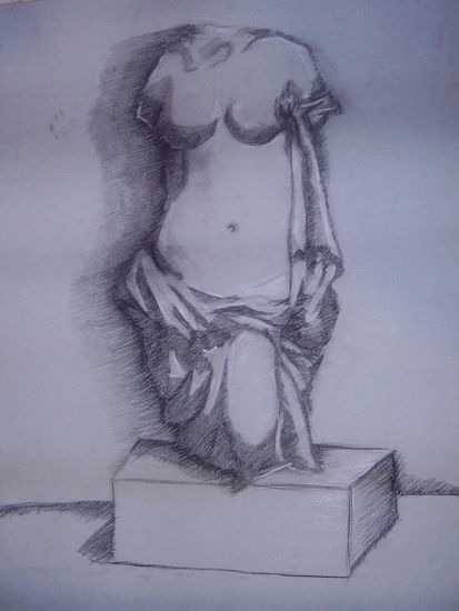 Mujer semivestida Lápiz (Negro) Papel Figura