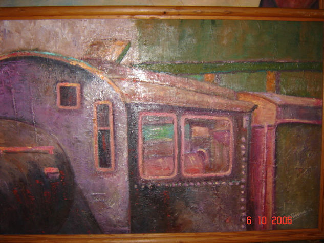 Estacion Baquedano Oil Textile Figure Painting