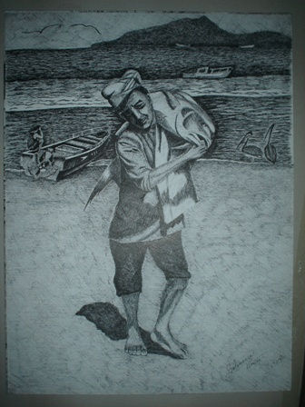 Pescador No.1 Tinta Papel Figura