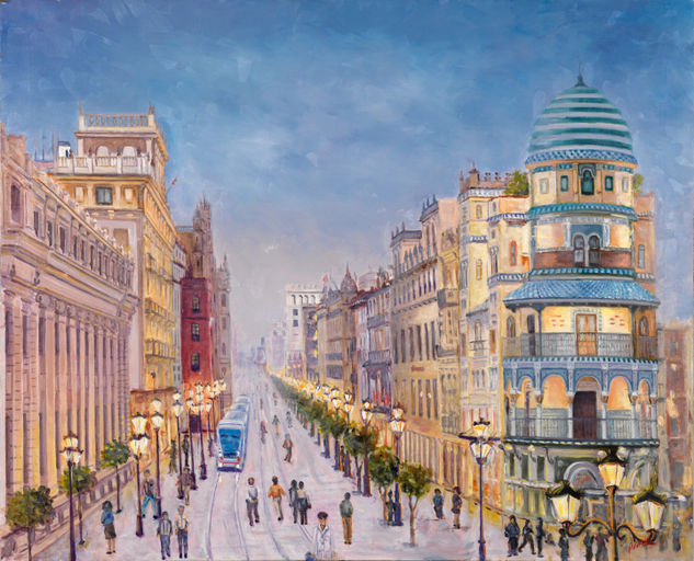 AVENIDA  DE LA CONSTITUCIÓN ( SEVILLA) Oil Canvas Landscaping