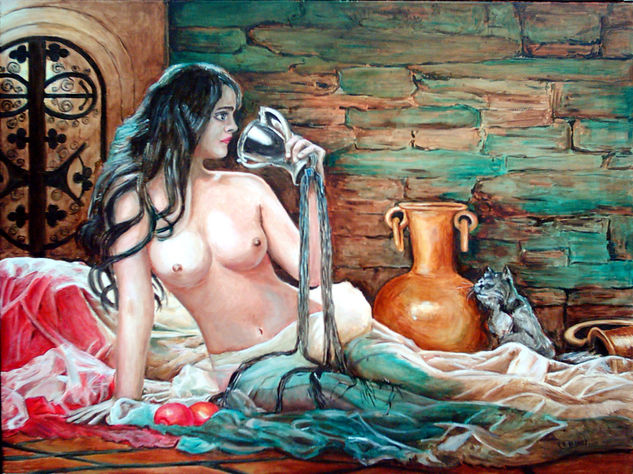 Juanita Oil Textile Nude Paintings