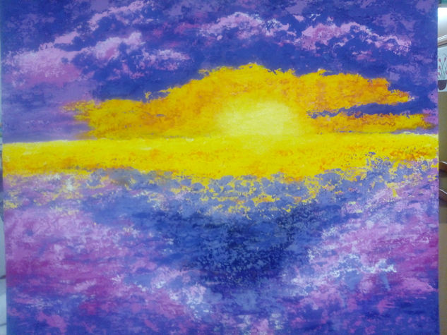 Atardecer Mixed media Panel Marine Painting