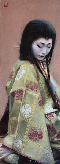 Abutsu-ni - geisha art japanese painting Óleo Lienzo Figura