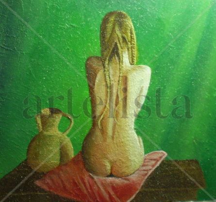 el baño Oil Panel Nude Paintings