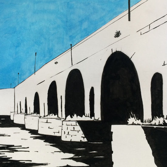 Puente Romano de Mérida Tinta Papel Paisaje