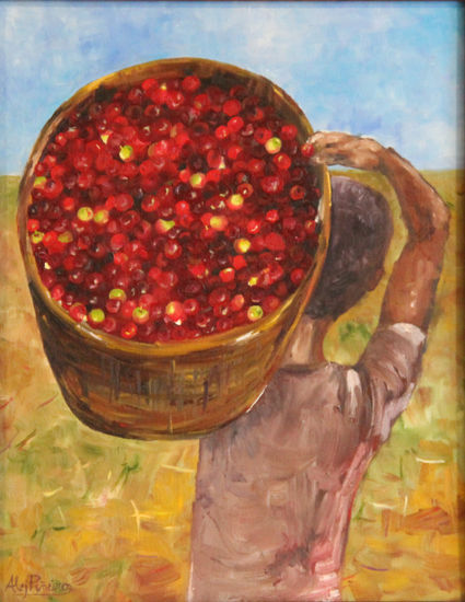 Coffee Beans Oil Canvas Figure Painting