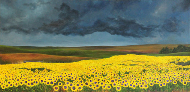 Sunflower Field Óleo Lienzo Paisaje