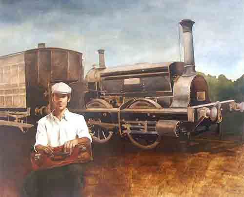 En la estación de la memoria. Oil Canvas Figure Painting