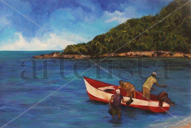 After a long day Oil Canvas Marine Painting