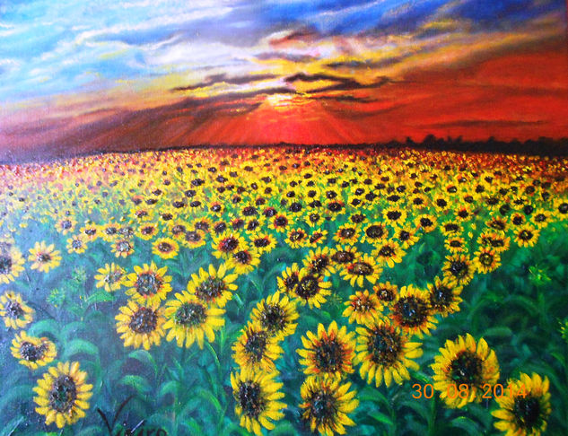 GIRASOLES Óleo Lienzo Paisaje