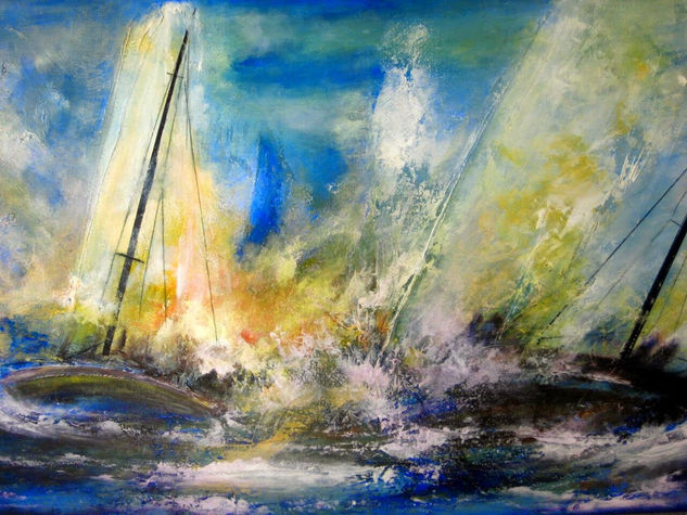 En alta mar Acrylic Textile Marine Painting