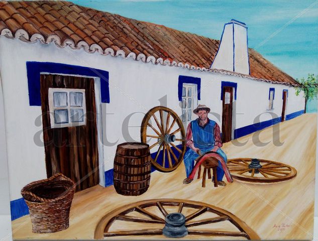 Olhar sobre o Alentejo Oil Textile Figure Painting