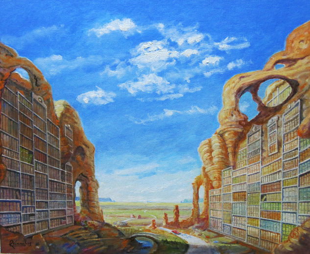 LA GRAN BIBLIOTECA - - - (v.o.-31) Oil Panel Landscaping