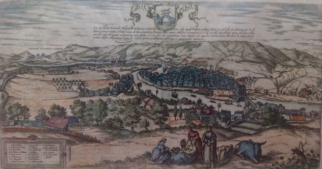 Grabado antiguo Bilbao de Hoefnagle
