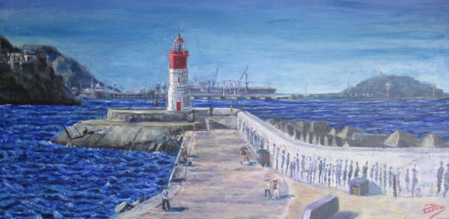 Faro De Navidad Acrylic Canvas Marine Painting