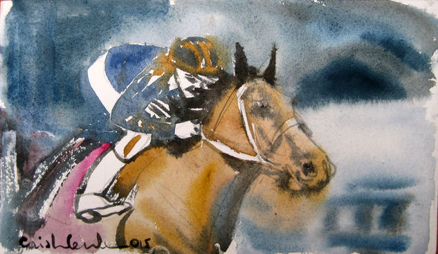 CABALLO TURF JINETE Watercolour Paper Animals