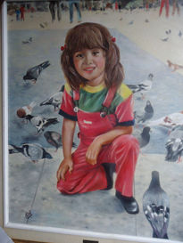 La niña y las palomas