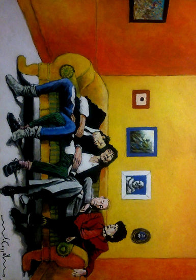 En el sofa Acrylic Canvas Figure Painting