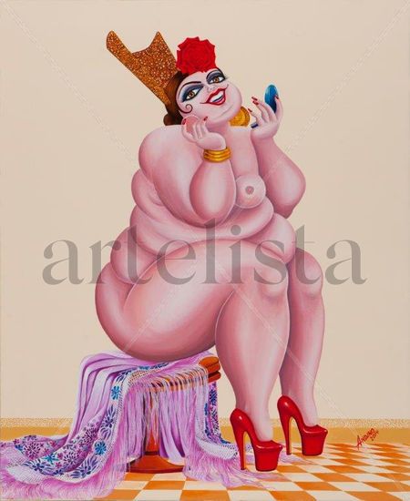 Coqueta Oil Canvas Figure Painting