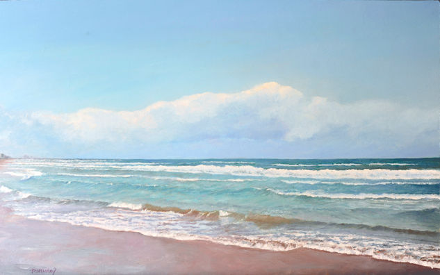 Mar y nubes Oil Panel Marine Painting