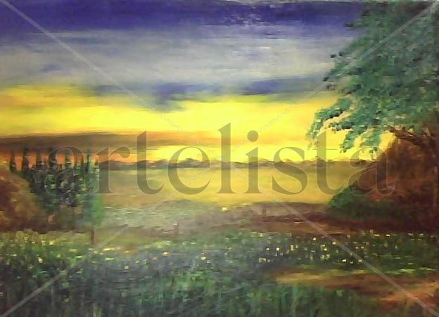 el atardecer Oil Canvas Landscaping