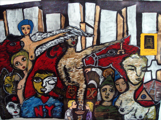 sueños atestados / crowded dreams Acrylic Paper Figure Painting