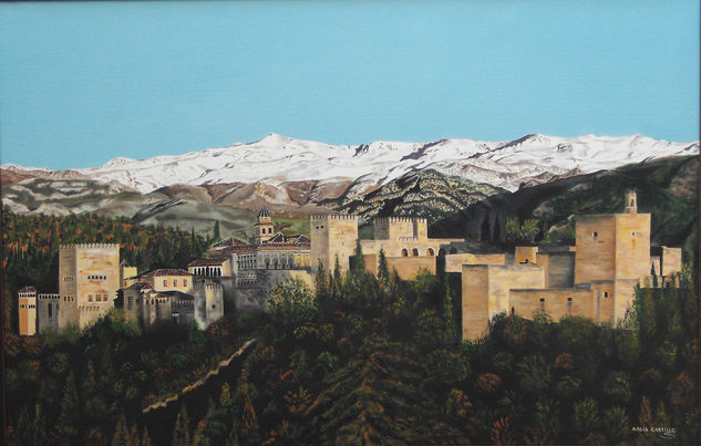 La Alhambra. Óleo Lienzo Paisaje