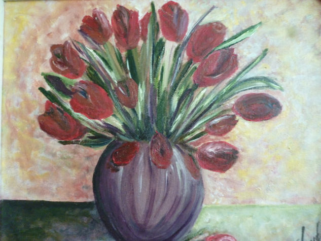 Tulipanes de primavera Oil Canvas Floral Painting