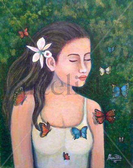 Mariposas en Tí Acrylic Panel Figure Painting