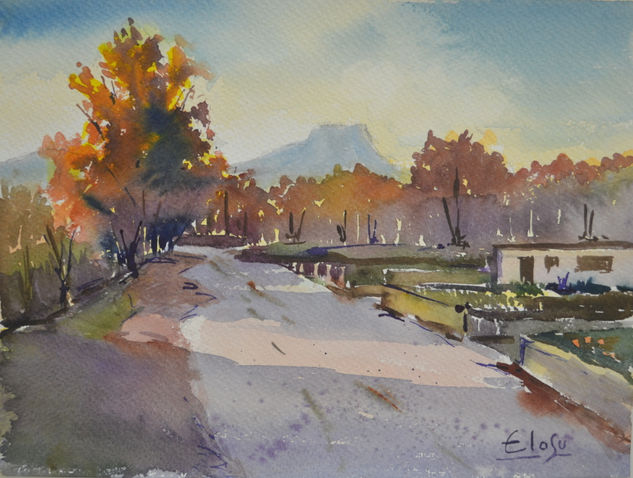 Otoño eb Abadiño Acuarela Papel Paisaje