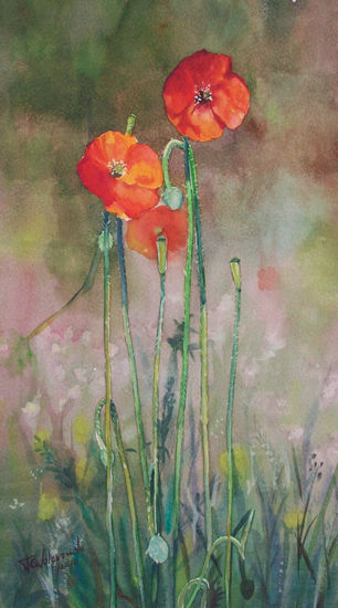 Amapolas Watercolour Paper Floral Painting