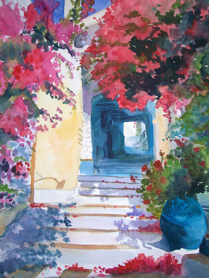 Santorini Watercolour Paper Landscaping